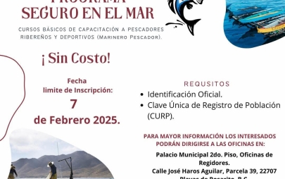 Invita Gobierno de Rocio Adame a Pescadores Ribereños y Deportivos al Curso "Seguro en el Mar"