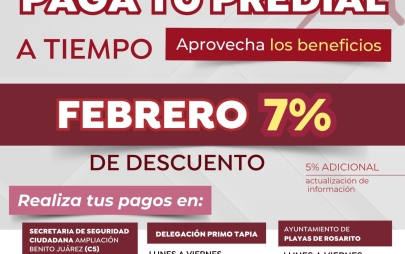 Invita Gobierno de Rocio Adame a Beneficiarse del Descuento del 7% en Febrero en el Pago del Impuesto Predial