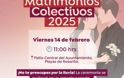 Gobierno de Rocio Adame Realizará Matrimonios Colectivos el 14 de Febrero en el Patio Central del Edificio Municipal