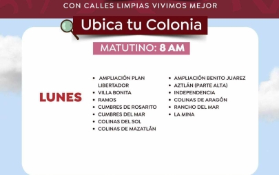 Gobierno Municipal de Playas de Rosarito Informa Horarios del Programa Rosarito Limpio de Recolección de Basura (Día y Noche)