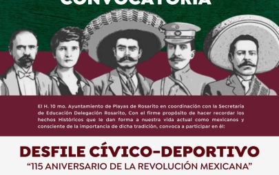 Convocatoria al Desfile Cívico-Deportivo por el 115 Aniversario de la Revolución Mexicana