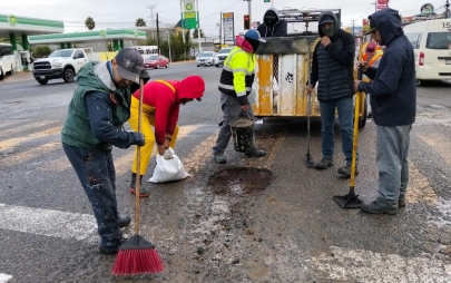 Playas de Rosarito Refuerza la Movilidad con Trabajos de Bacheo en el Blvd. Benito Juárez